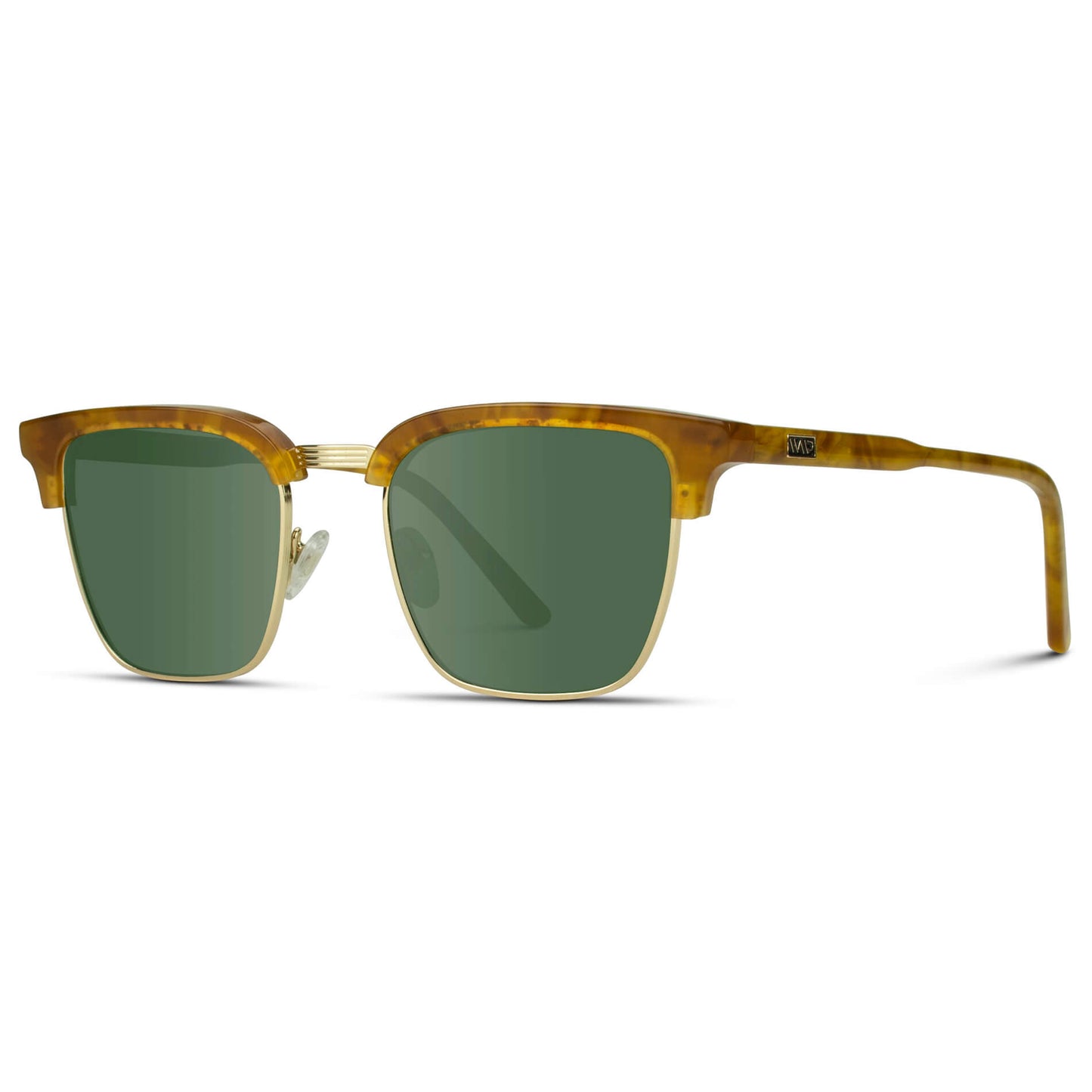Savana Tortoise / Smoke Green Lens || Retro Light Tortoise Browline Sunglasses with Green Polarized Lenses