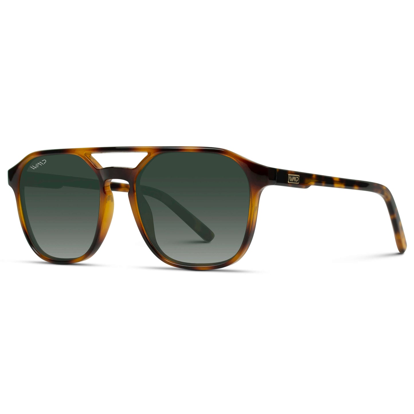 Whiskey Brown Tortoise / Smoke Green Gradient Lens || Lightweight Acetate Aviator Sunglasses with Tortoise Frame and Green Lenses
