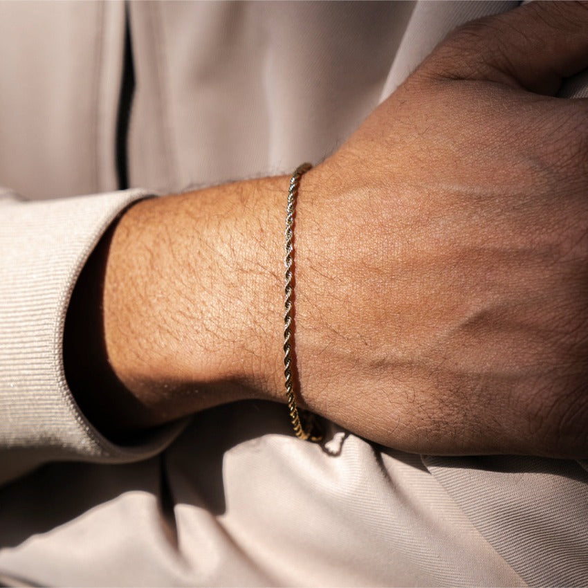 Gold || 14K Gold Finish Handmade Braided Rope Bracelet for Men