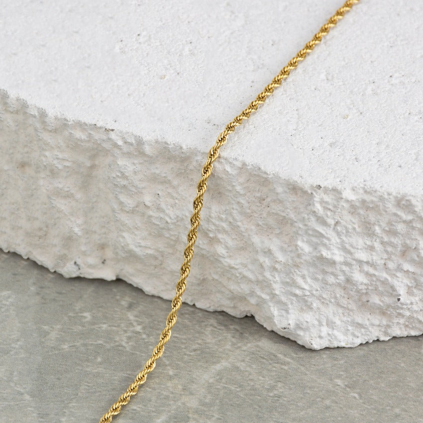 Gold || 14K Gold Plated Adjustable Twisted Rope Chain Bracelet for Men