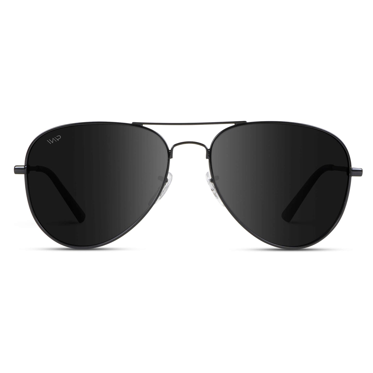 Full Black || Black Double Bridge Aviator Sunglasses with Black Polarized Lenses