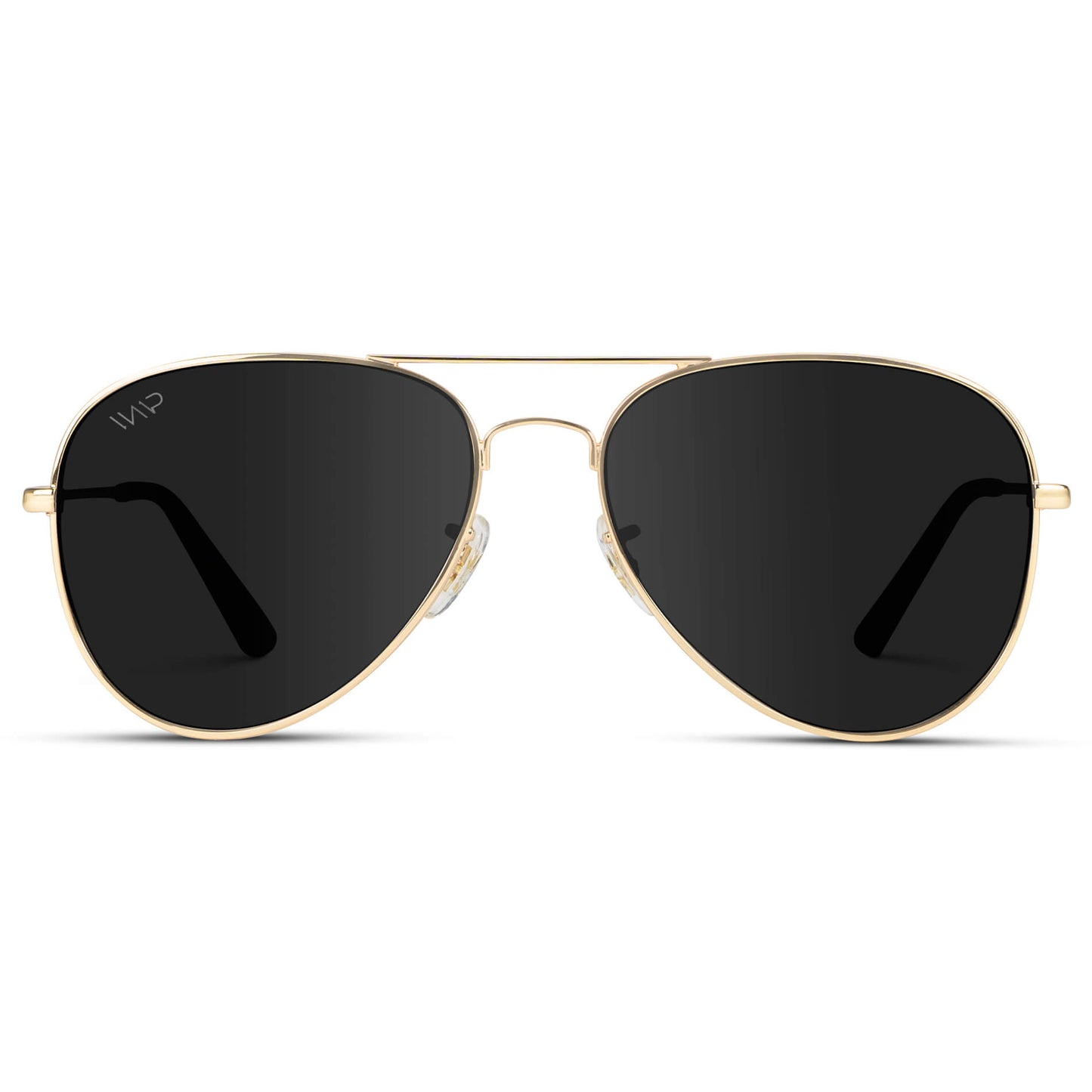 Gold Frame/Black Lens || Gold Double Bridge Aviator Sunglasses with Black Polarized Lenses