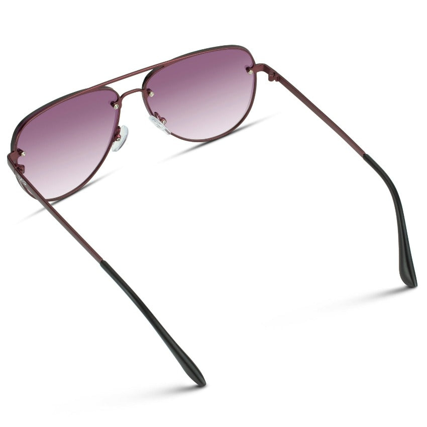 Burgundy / Burgundy Gradient Lens || Classic Burgundy Rimless Aviator Sunglasses with Burgundy UV Protection Lenses