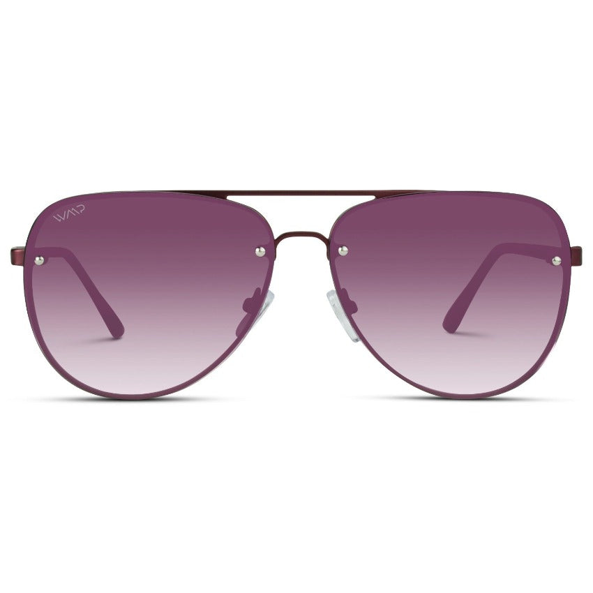 Burgundy / Burgundy Gradient Lens || Burgundy Double Bridge Aviator Sunglasses with Burgundy Gradient Lenses