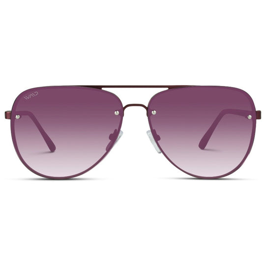 Burgundy / Burgundy Gradient Lens || Burgundy Double Bridge Aviator Sunglasses with Burgundy Gradient Lenses