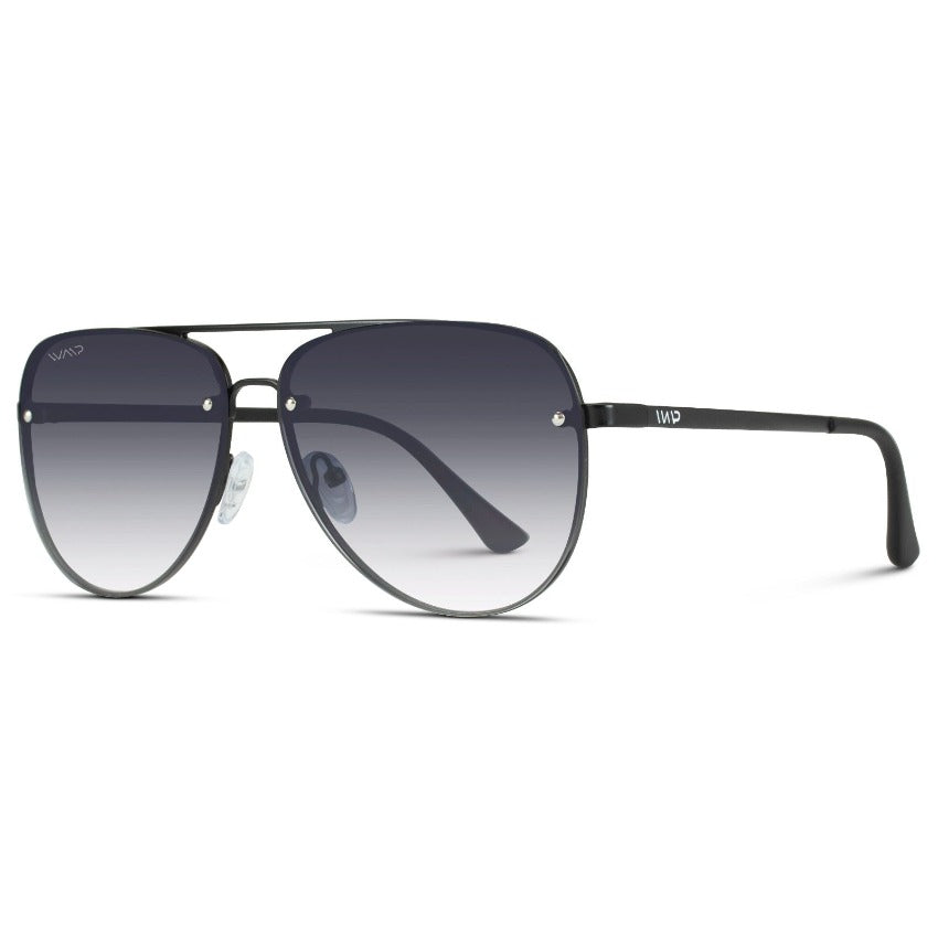 Black Matte / Gradient Black Lens || Oversized Aviator Sunglasses with Black Frame and Black Lenses