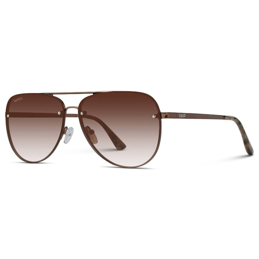 Metallic Brown / Ombre Brown || Oversized Aviator Sunglasses with Brown Frame and Brown Lenses