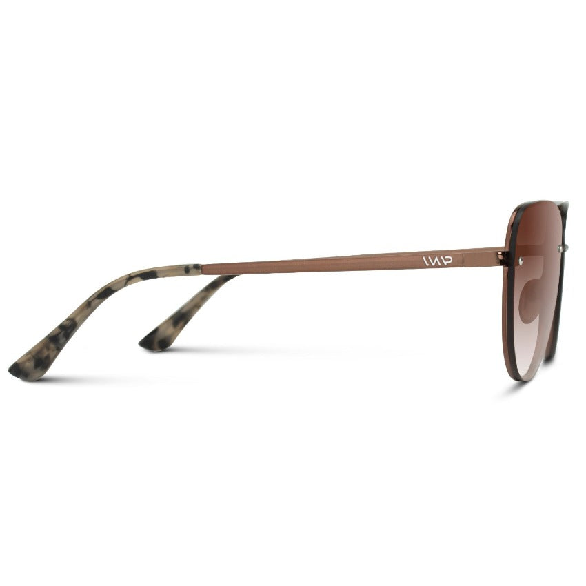 Metallic Brown / Ombre Brown || Brown Double Bridge Aviator Sunglasses with Brown Gradient Lenses
