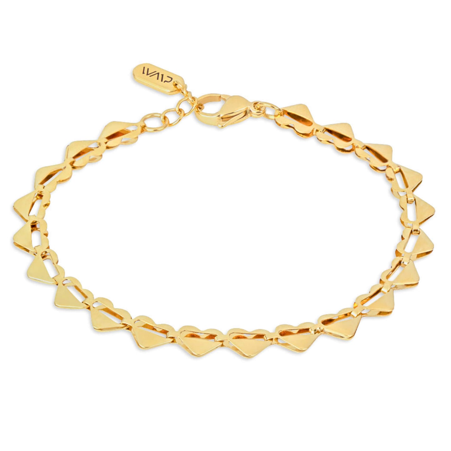 Gold || Minimalist Bracelet for Women with 14K Plated Heart Link Chain Detail