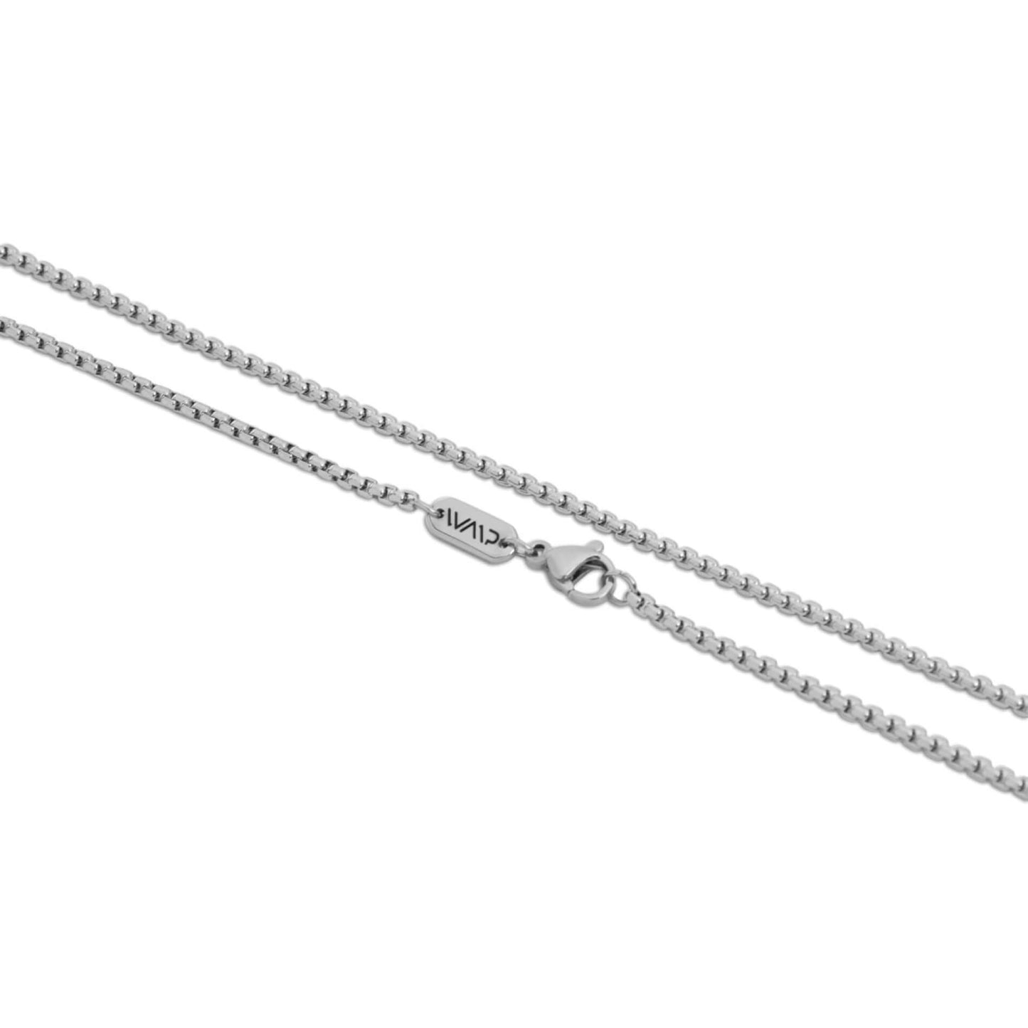 Silver / Pine Green Pendant || Silver Stainless Steel Rolo Box Chain Pendant Necklace