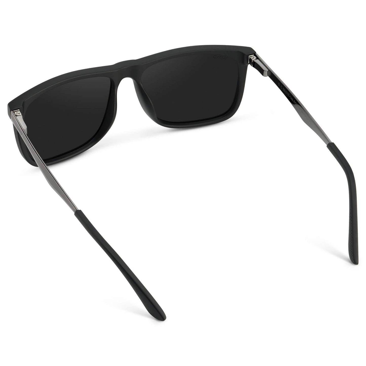Jade Black || Matte Black Square Frame Sunglasses with Black Polarized Lenses