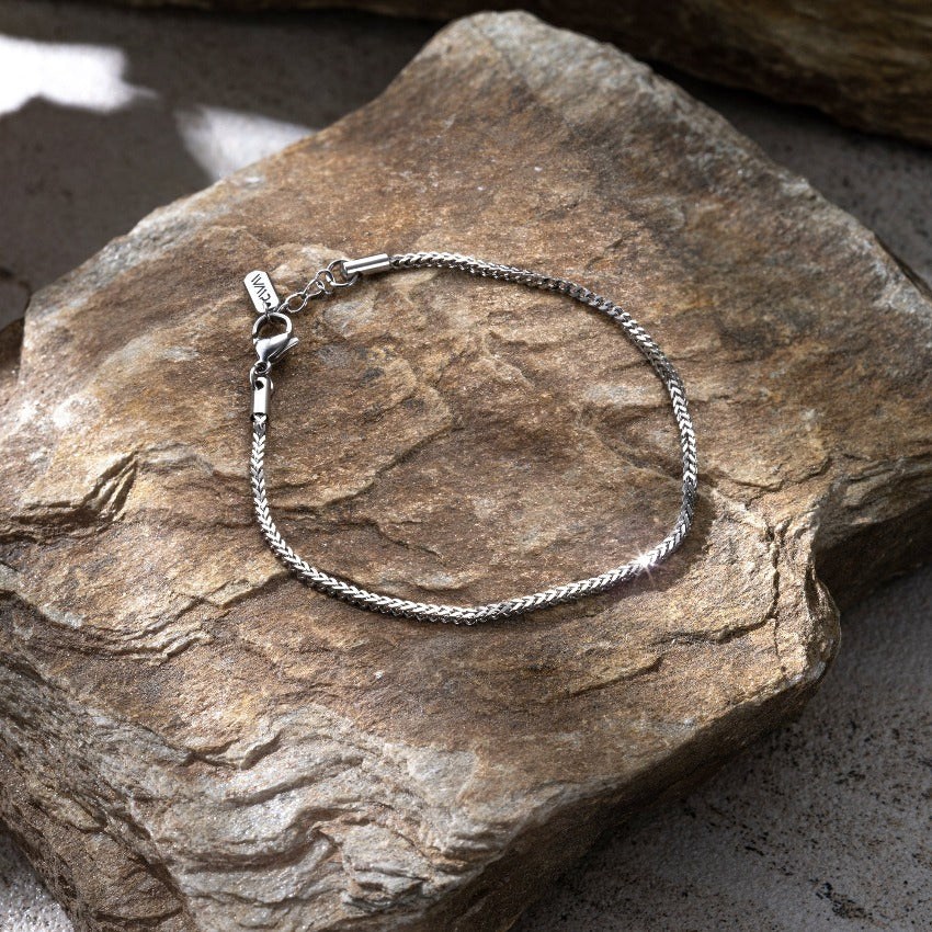 Silver || Silver Stainless Steel Adjustable Fox Tail Chain Bracelet for Men