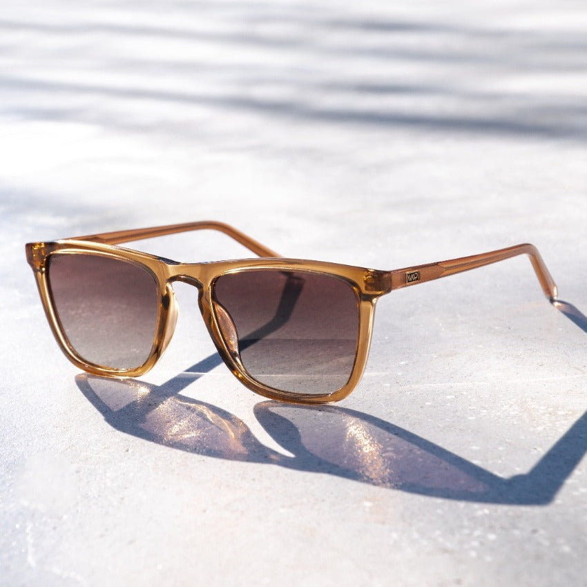 Crystal Brown / Brown Gradient Lens || Lightweight Square Sunglasses with Brown Gradient Lenses