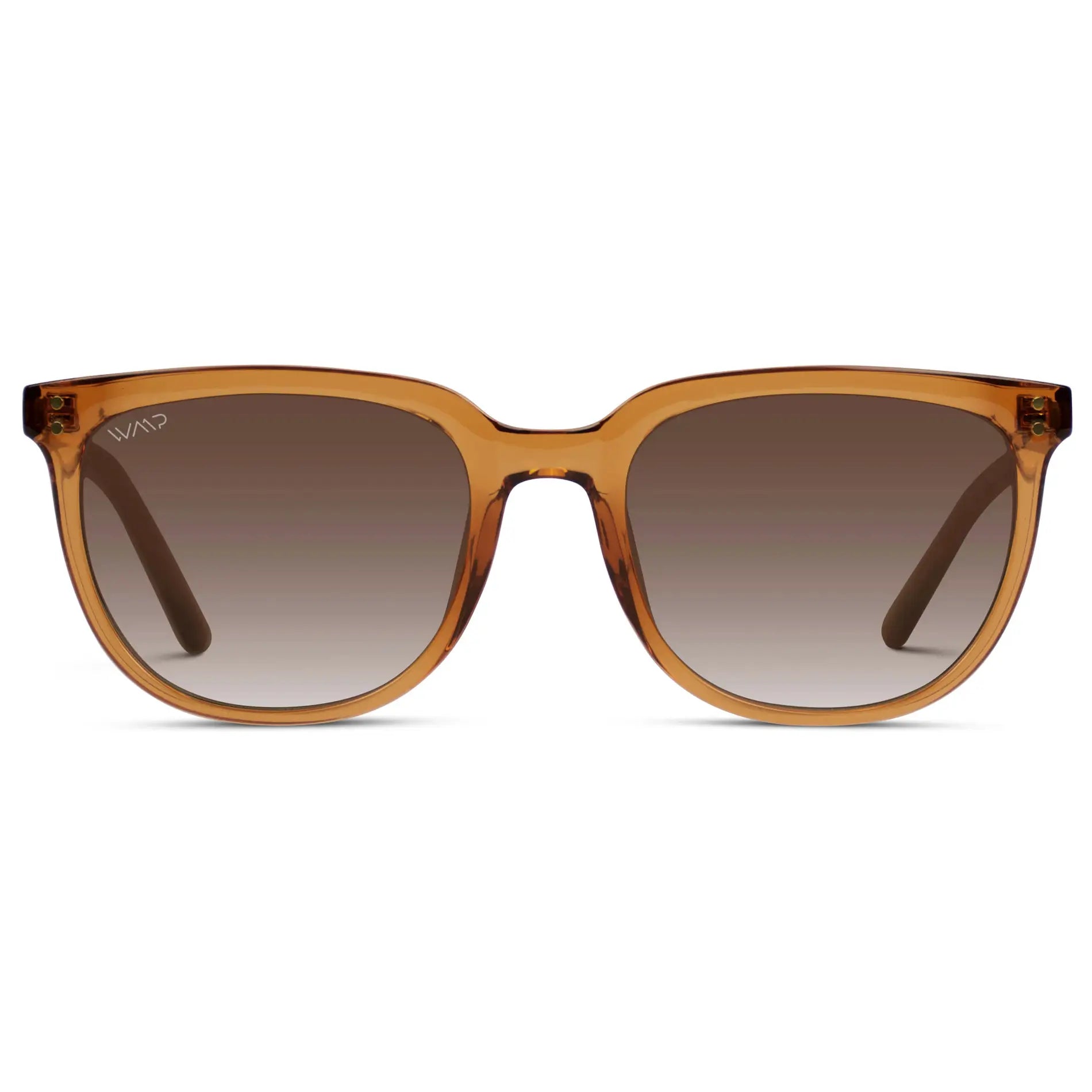 Crystal Brown / Brown Gradient Lens || Brown Square Frame Sunglasses with Brown Polarized Lenses