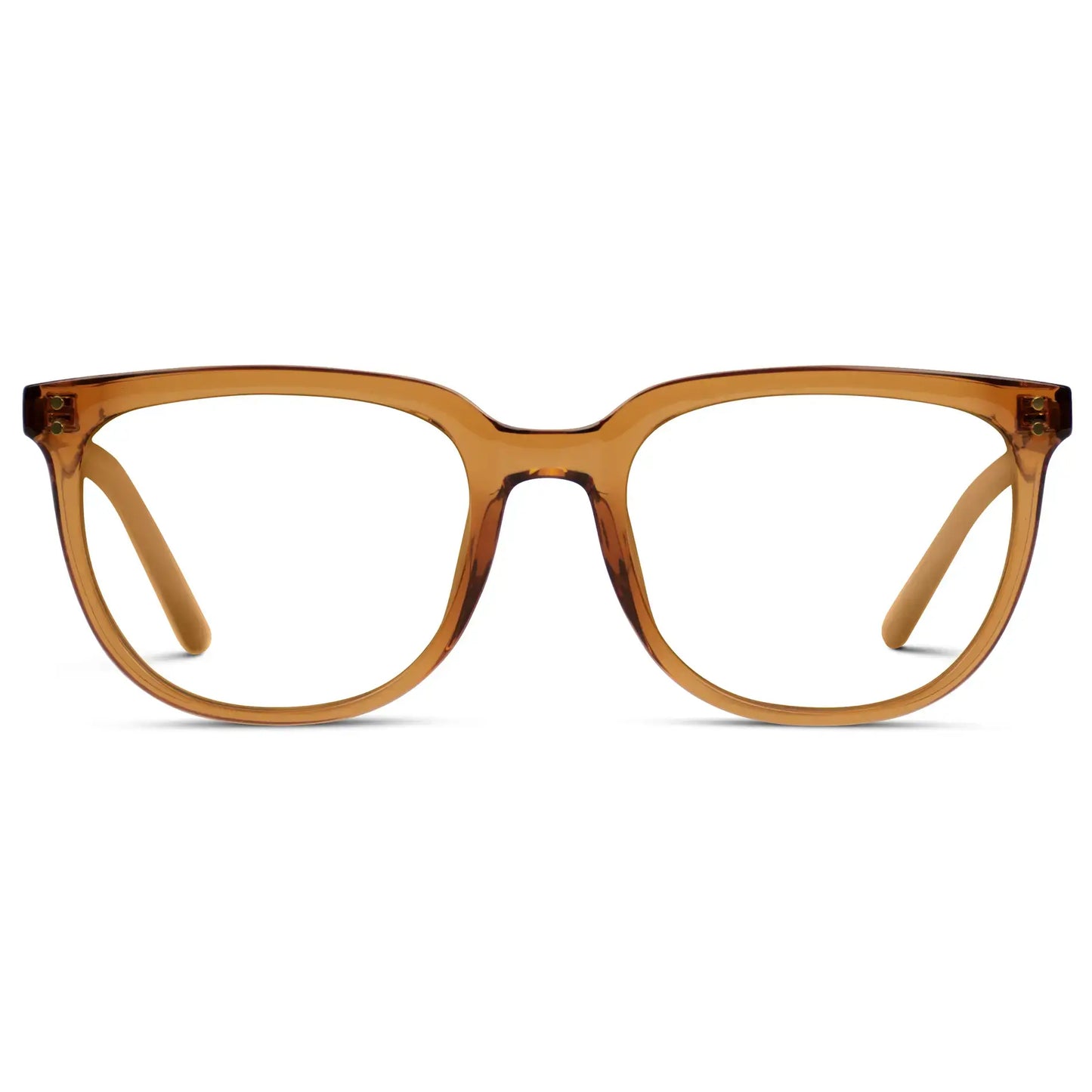 Crystal Brown || Men's Square Eyeglasses with Crystal Brown Frame Glasses and Clear Prescription Lenses on a white background