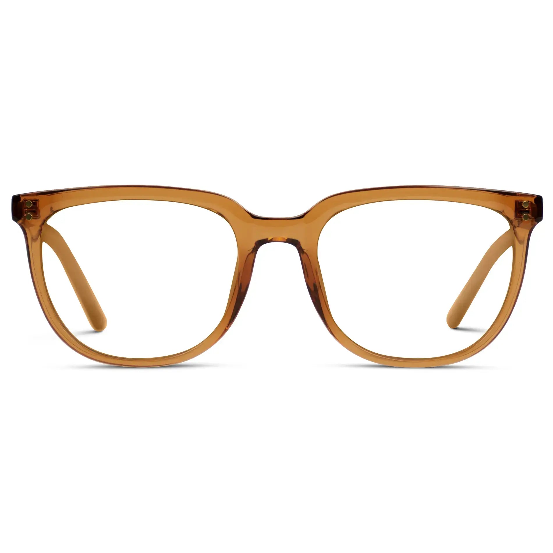 Crystal Brown || Men's Square Eyeglasses with Crystal Brown Frame Glasses and Clear Prescription Lenses on a white background