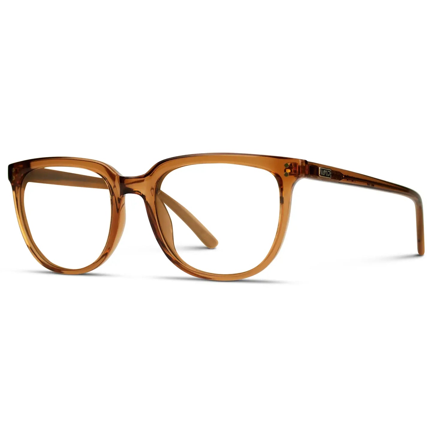 Crystal Brown || Side view of Men's Square Eyeglasses with Crystal Brown Frame Glasses and Clear Prescription Lenses on a white background