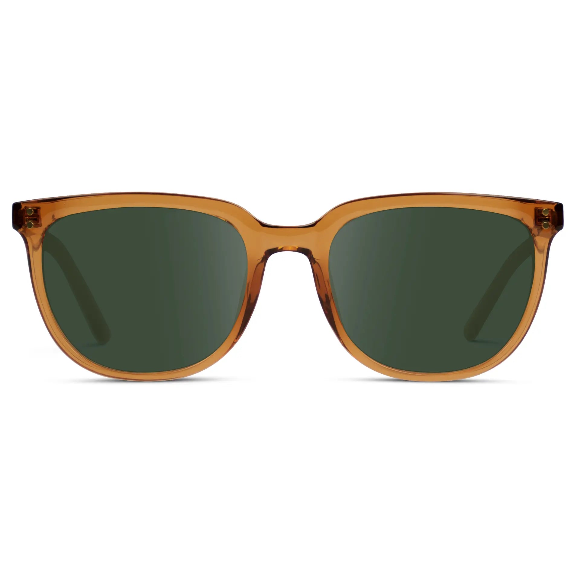 Crystal Brown / G15 Lens || Men's Prescription Sunglasses with Crystal Brown Square Acetate Frame and Green Prescription Lenses