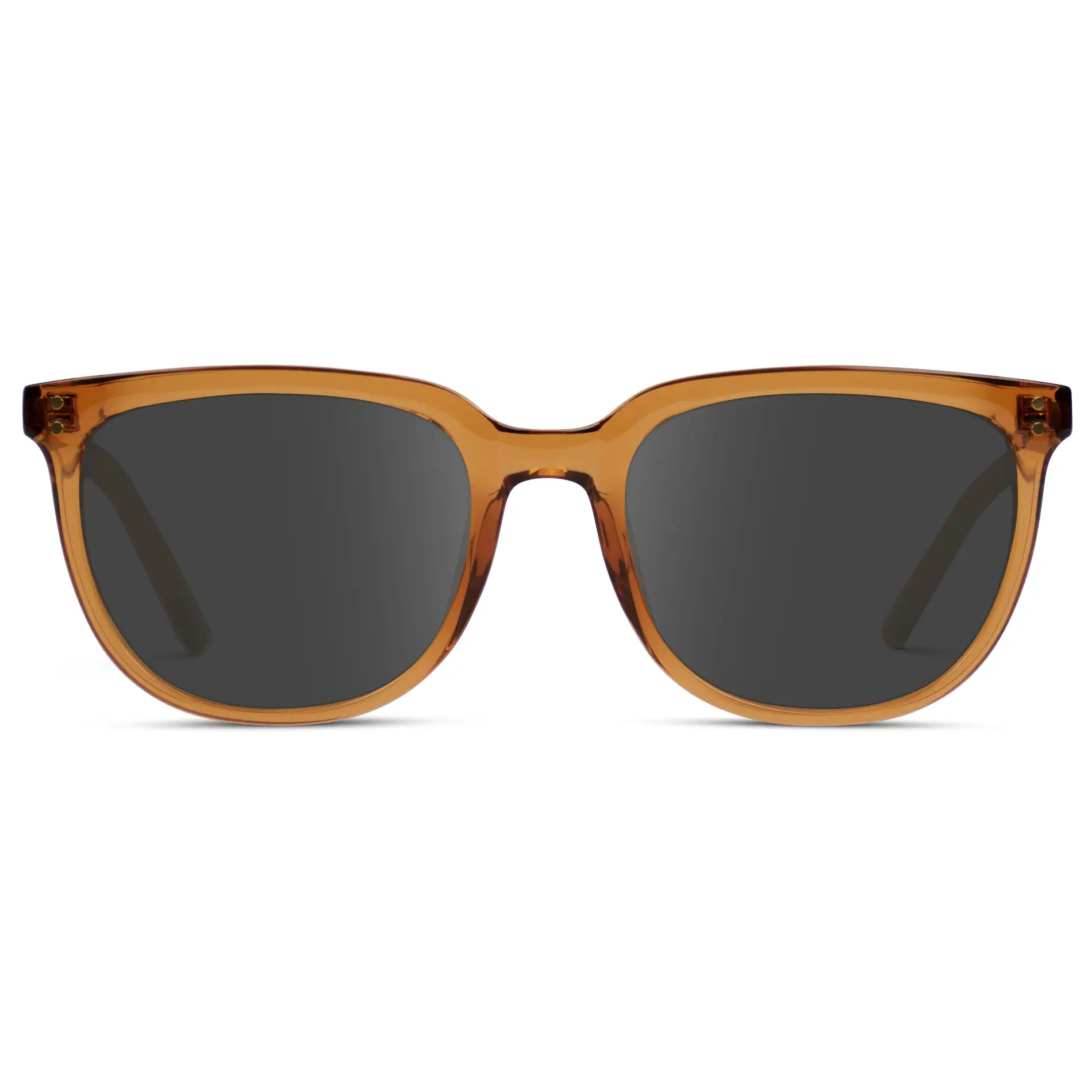 Crystal Brown / Grey Lens || Men's Prescription Sunglasses with Crystal Brown Square Acetate Frame and Grey Prescription Lenses