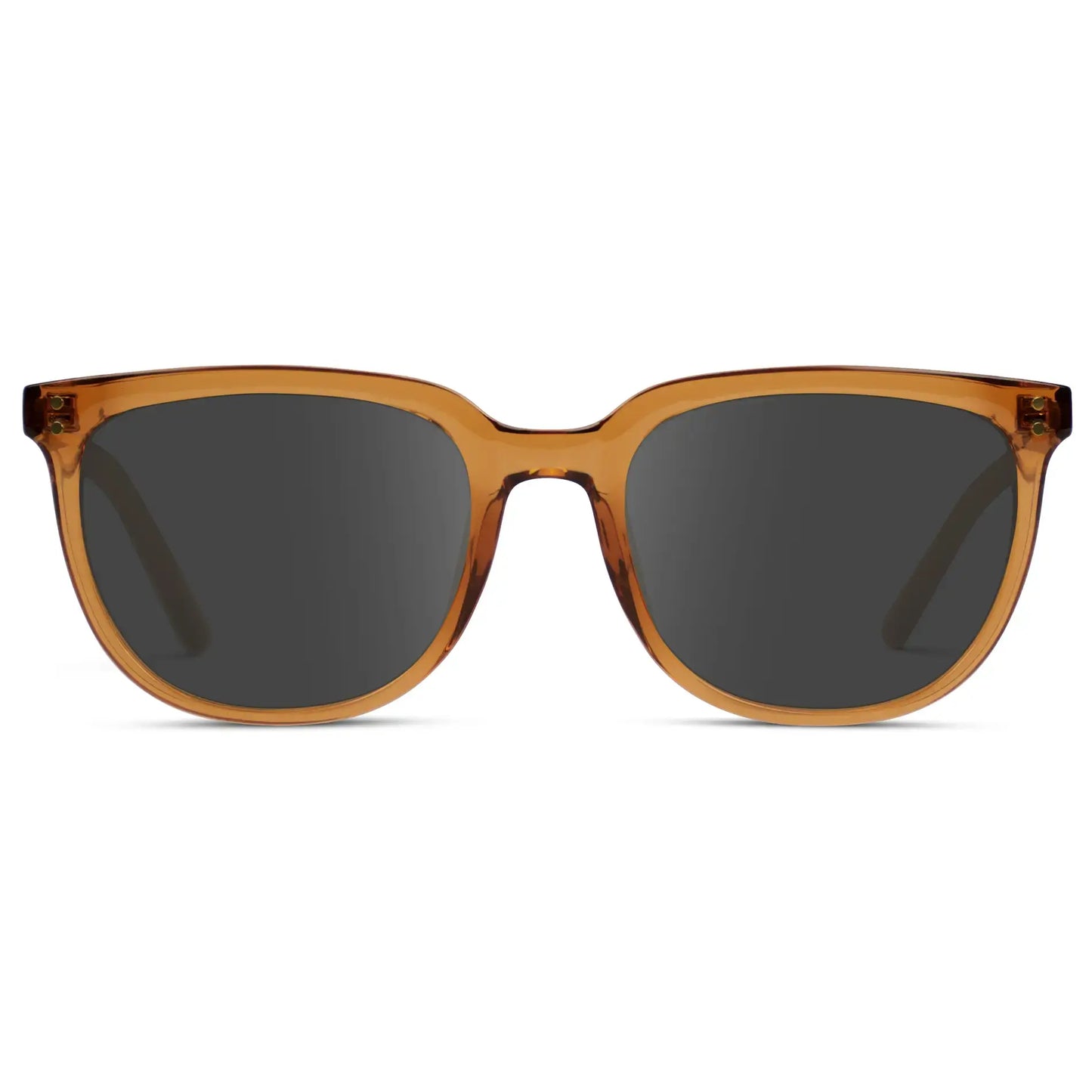Crystal Brown / Grey || Men's Square Prescription Sunglasses with Crystal Brown Frame and Grey Lenses on a white background