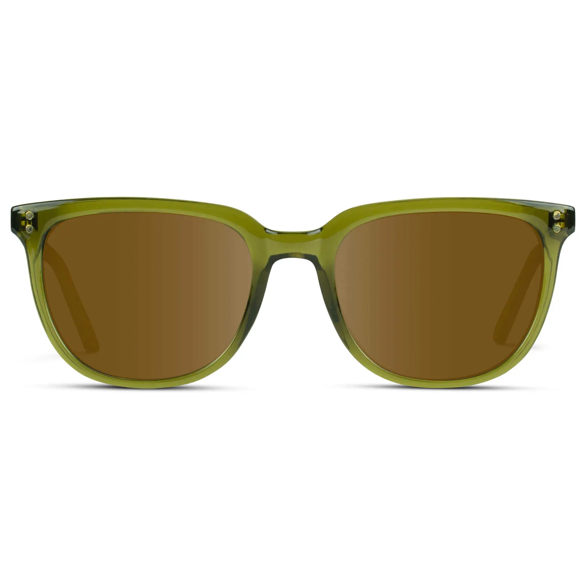 Crystal Saguaro Green / Amber || Men's Square Prescription Sunglasses with Crystal Saguaro Green Frame and Amber Lenses on a white background