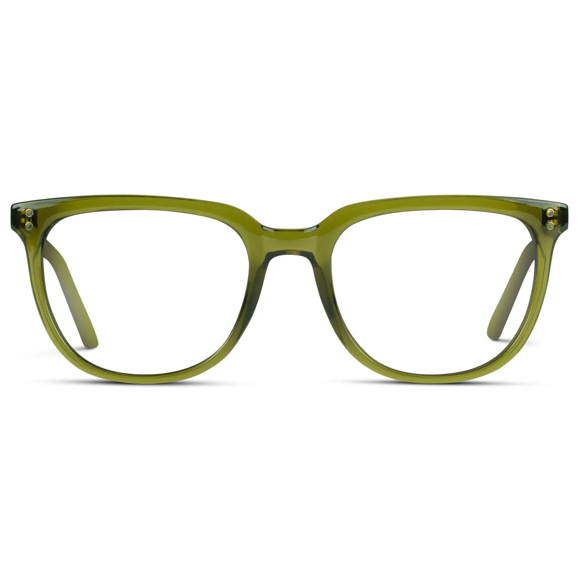 Crystal Saguaro Green || Men's Square Eyeglasses with Crystal Saguaro Green Frame Glasses and Clear Prescription Lenses on a white background