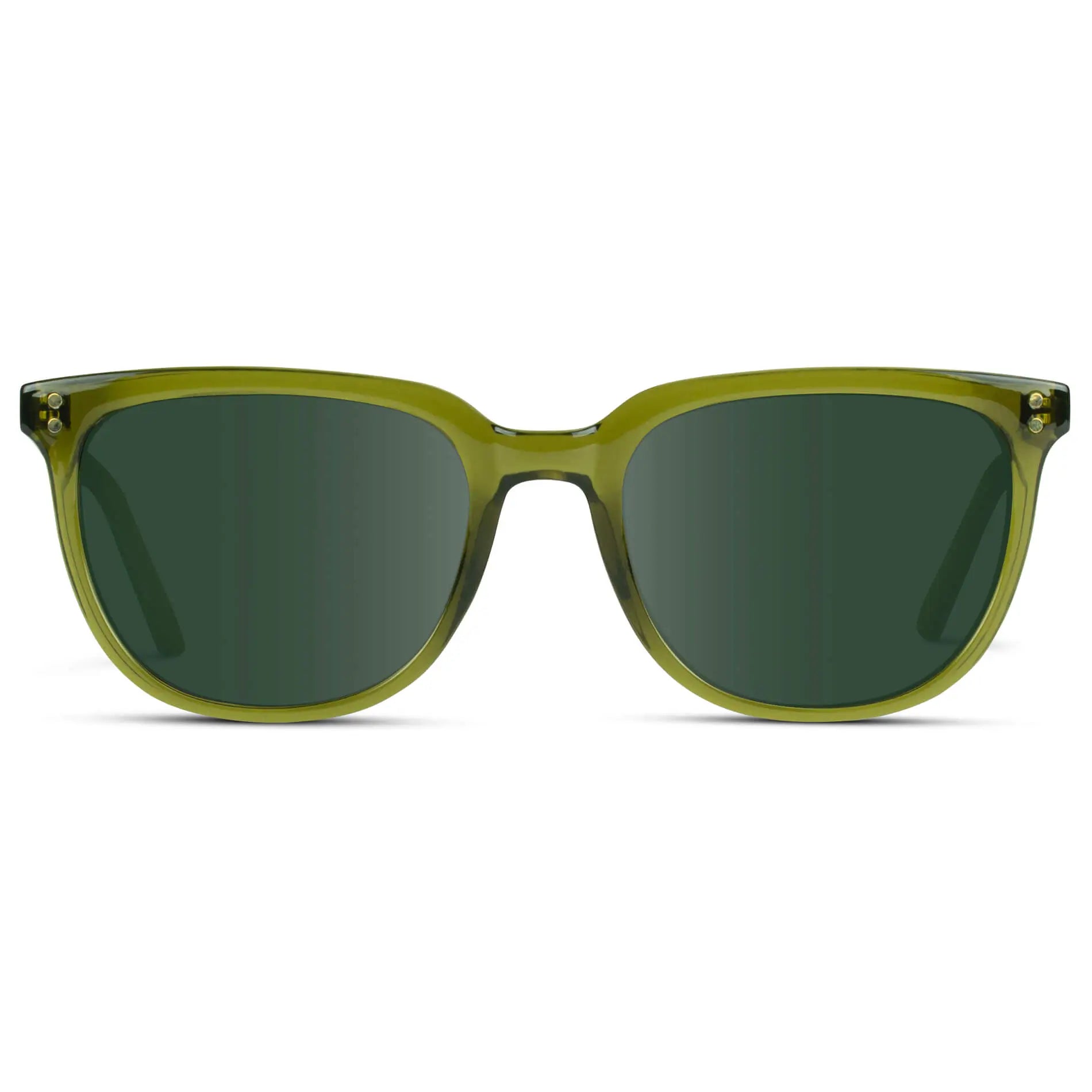 Crystal Saguaro Green / G15 || Men's Square Prescription Sunglasses with Crystal Saguaro Green Frame and Green Lenses on a white background
