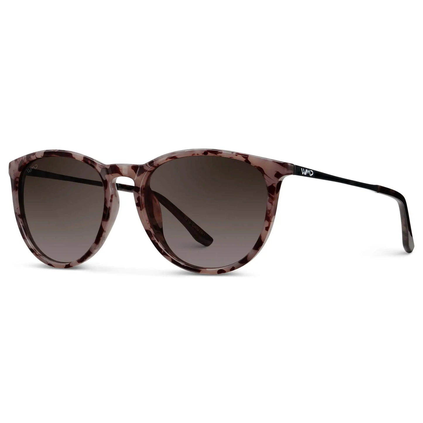 Blush Pink Tortoise / Brown Gradient Lens || Classic Round Frame Sunglasses with Pink Tortoise Frame and Brown Gradient Polarized Lenses