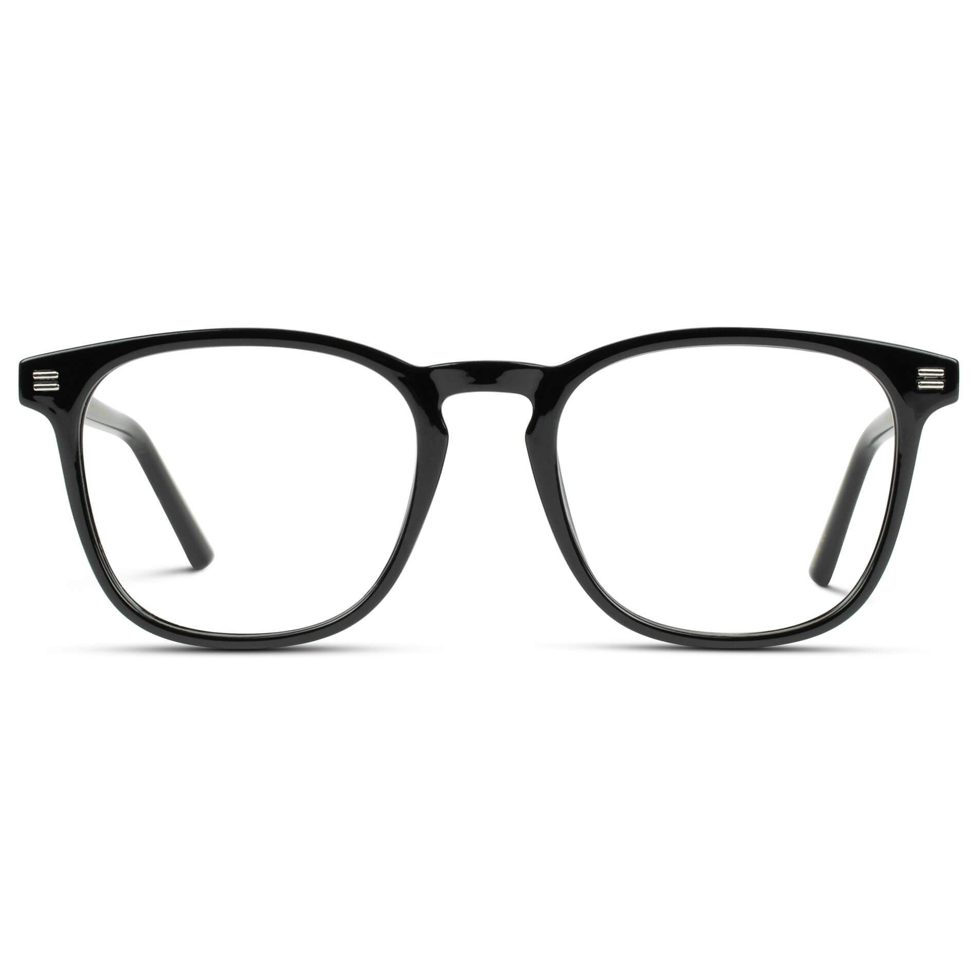 Black || Black Square Frame Prescription Glasses with Clear Lenses