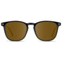 Black / Amber || Black Square Frame Prescription Sunglasses with Brown Lenses on a white background
