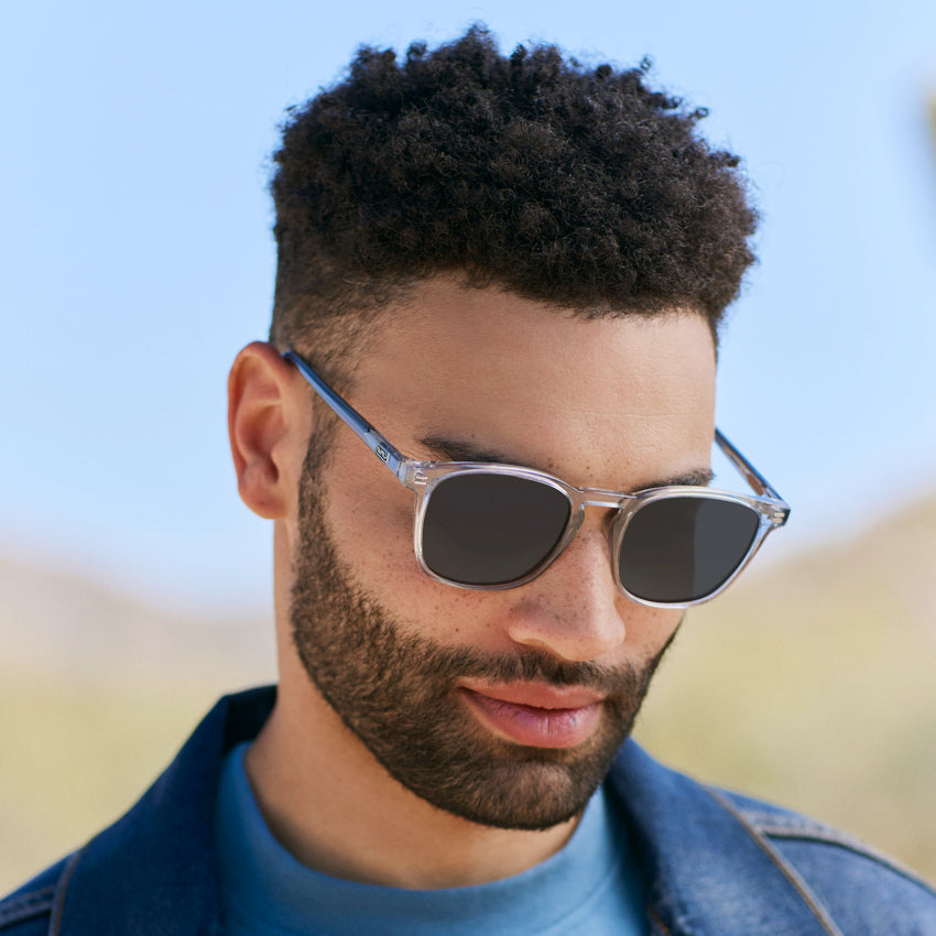 Crystal Cadet Grey / Grey Lens || Grey Square Frame Prescription Sunglasses with Grey Lenses