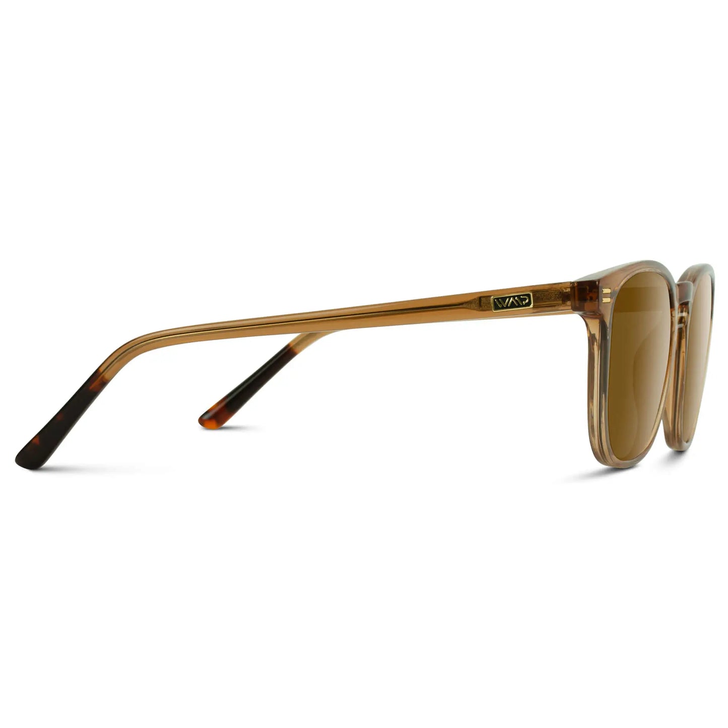 Crystal Brown / Amber || Back view of Brown Square Frame Prescription Sunglasses with Brown Lenses on a white background