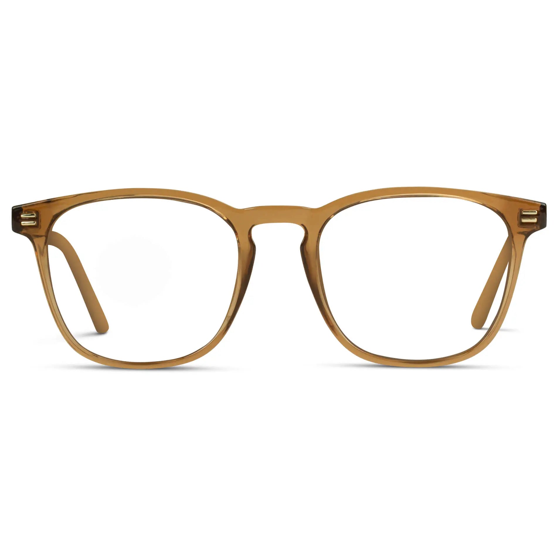Crystal Brown || Men's Square Prescription Glasses with Crystal Brown Frame and Clear Lenses on a white background