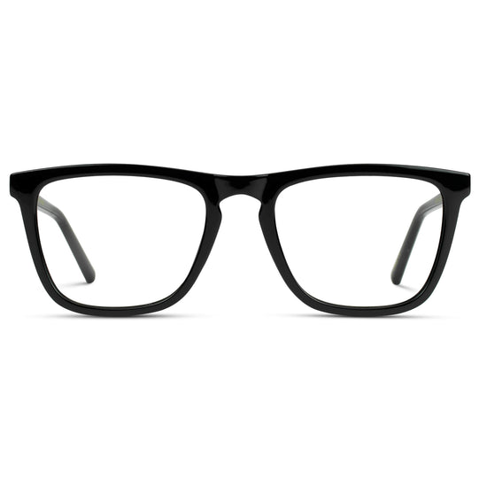 Black || Black Square Frame Prescription Glasses with Clear Lenses