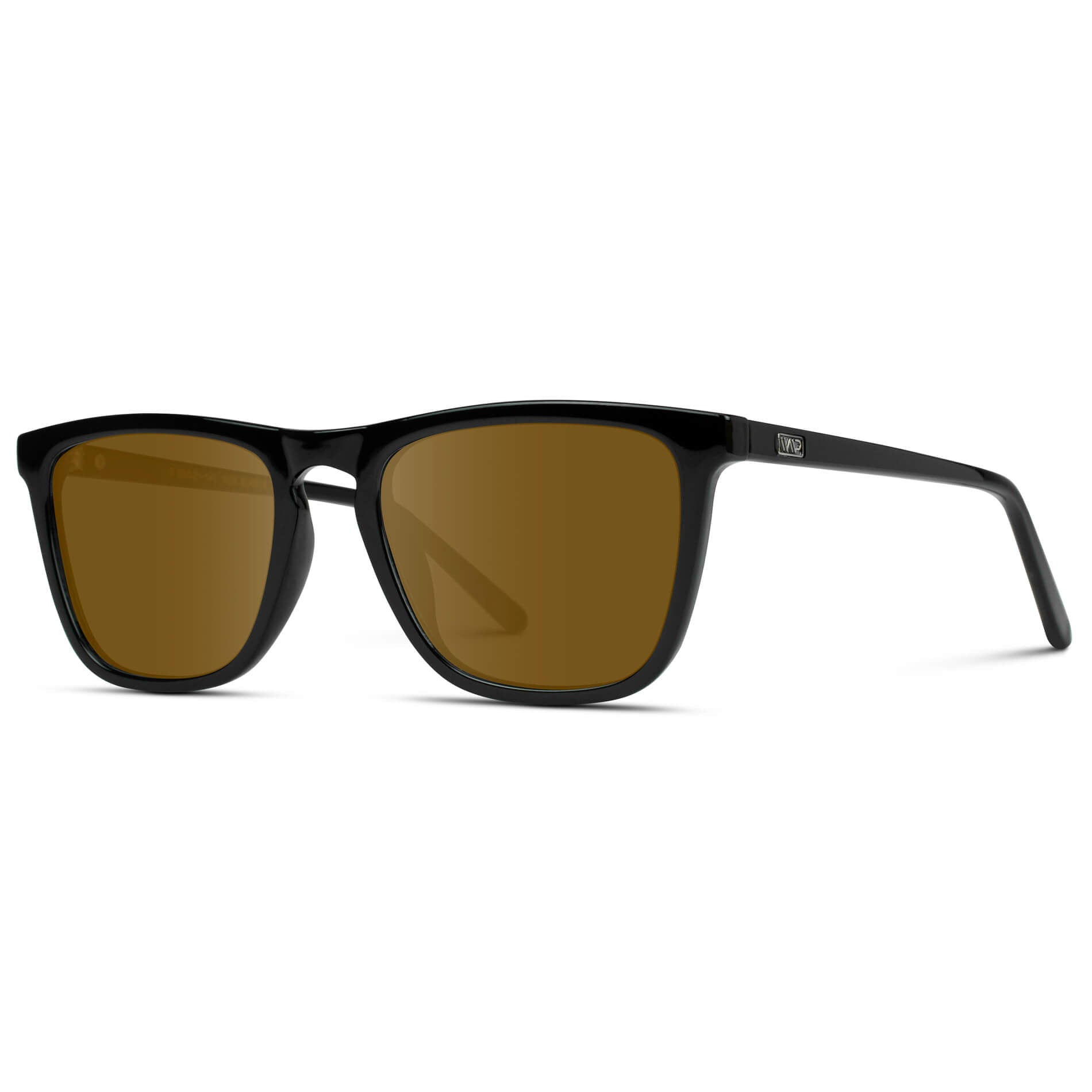 Black / Amber Lens || Black Square Frame Prescription Sunglasses with Brown Lenses