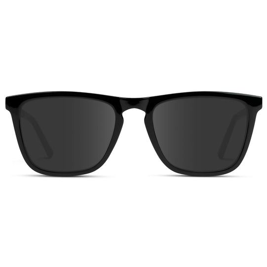Black / Grey Lens || Black Square Frame Prescription Sunglasses with Grey Lenses