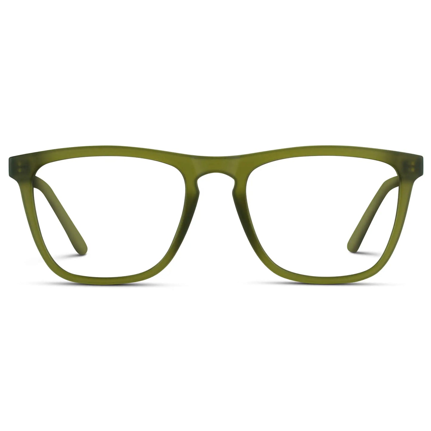 Frosted Saguaro Green || Men's Square Prescription Glasses with Frosted Saguaro Green Frame and Clear Lenses on a white background