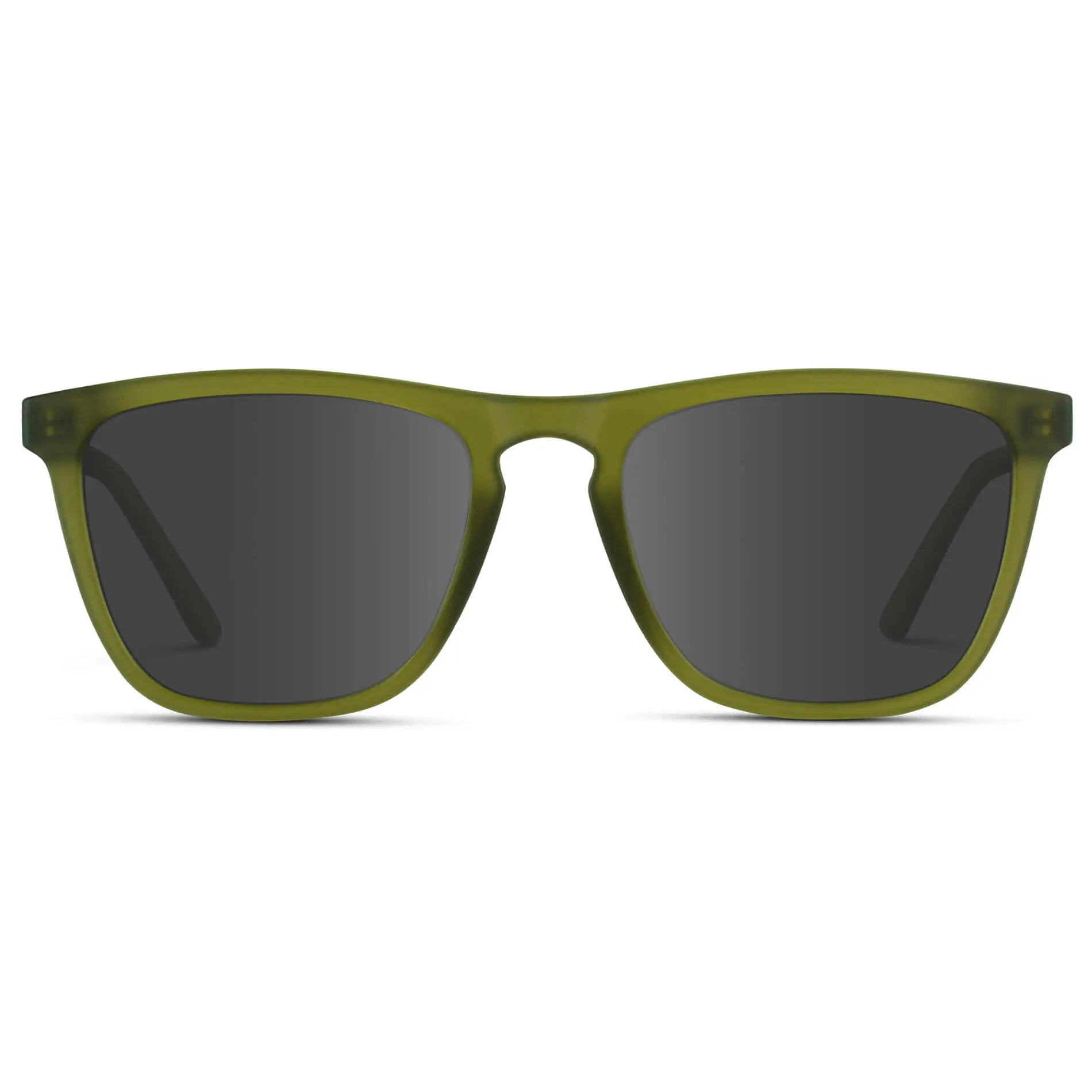 Frosted Saguaro Green / Grey || Men's Square Prescription Sunglasses with Frosted Saguaro Green Frame and Grey Lenses on a white background