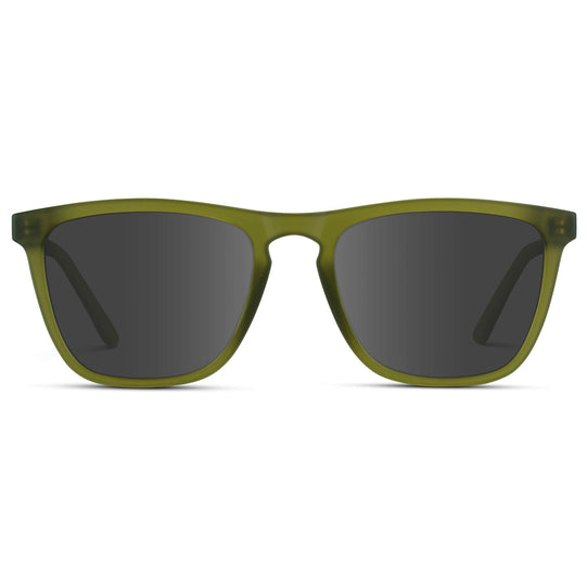 Frosted Saguaro Green / Grey Lens || Green Square Frame Prescription Sunglasses with Grey Lenses