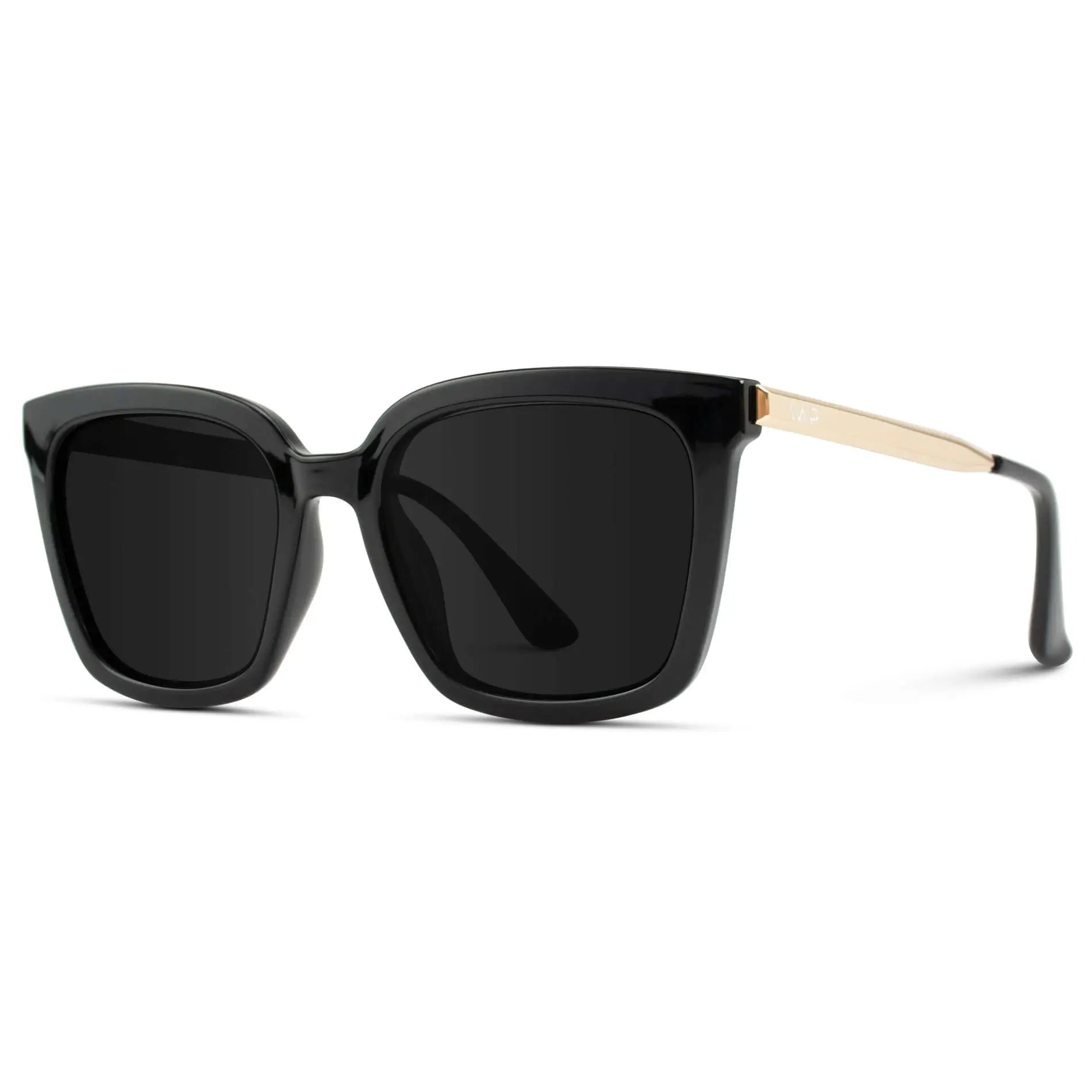 Black / Black Lens || Women's Black Oversized Square Frame Sunglasses with Black Polarized Lenses