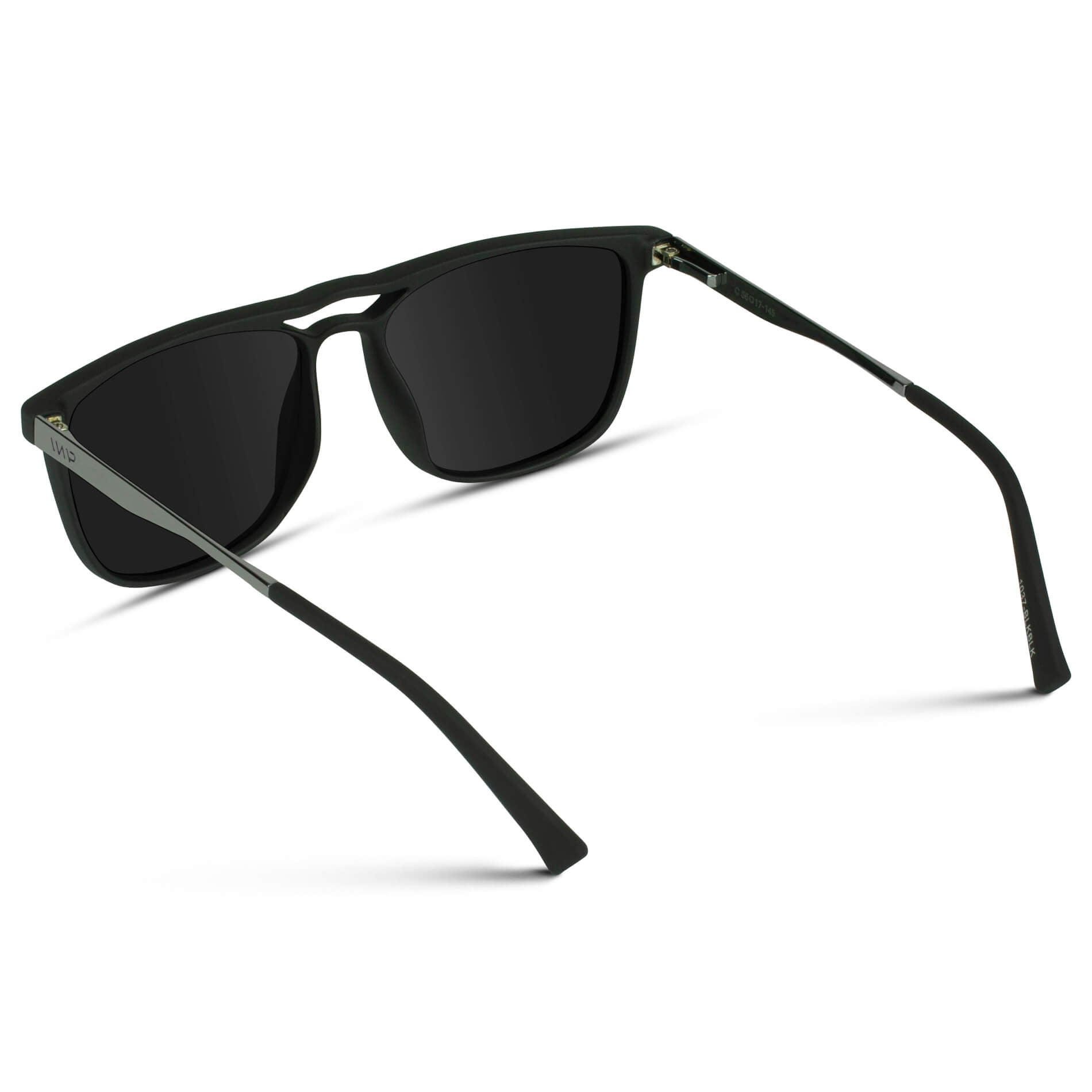 Jade Black || Matte Black Aviator Sunglasses with Silver Stainless Steel Arms