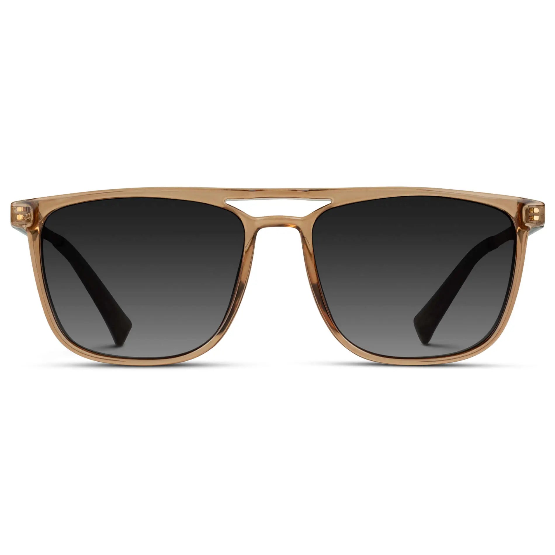 Crystal Brown / Black Gradient Lens || Brown Rectangular Aviator Sunglasses with Black Polarized Lenses