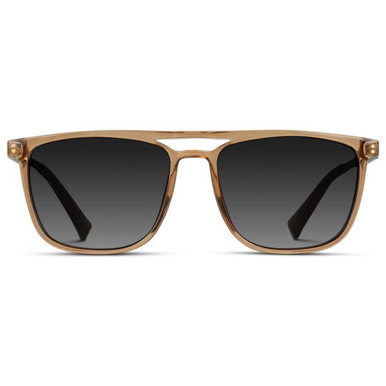 Crystal Brown / Black Gradient Lens || Brown Rectangular Aviator Sunglasses with Black Polarized Lenses