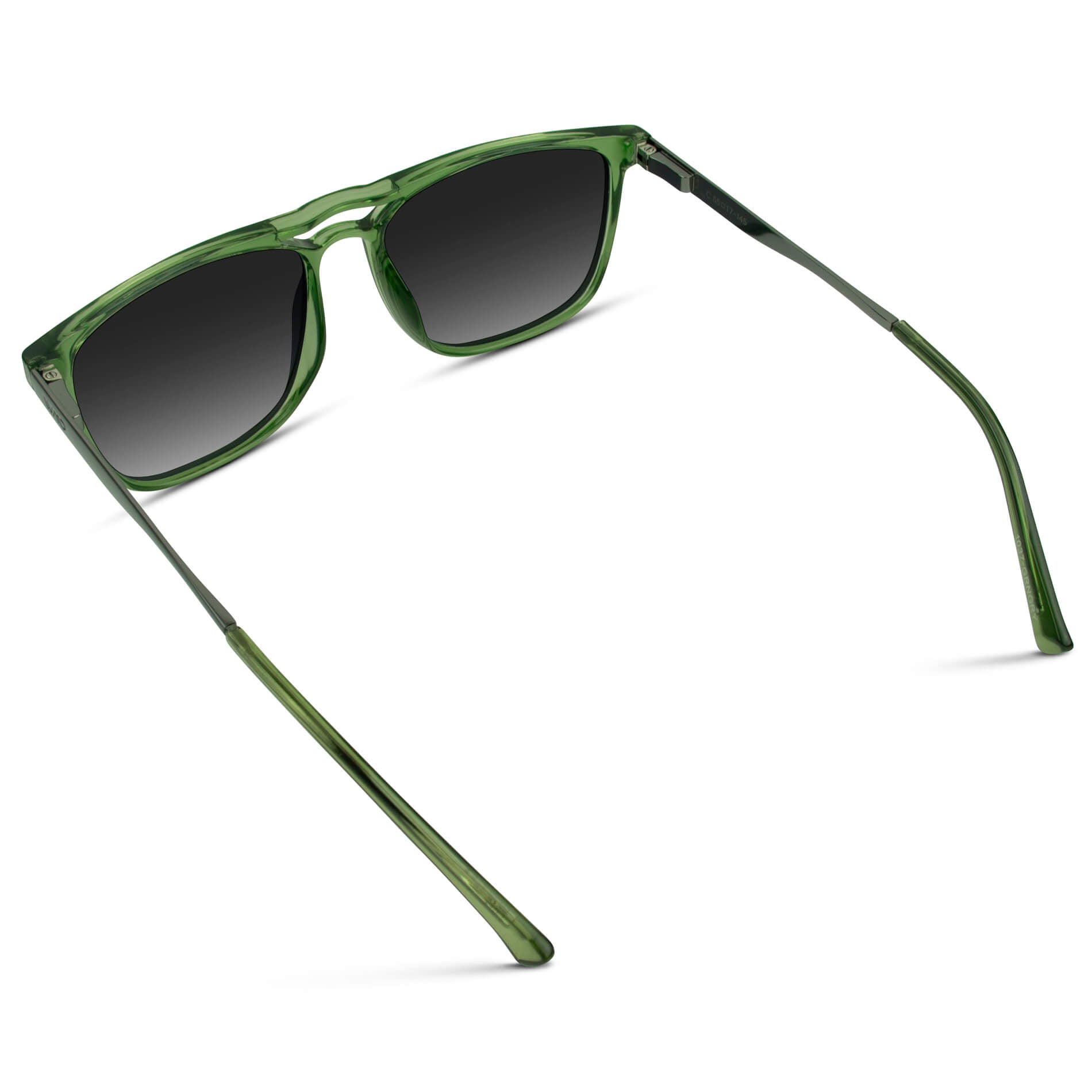 Emerald Green / Black Gradient Lens || Crystal Emerald Green Square Aviator Sunglasses with Gunmetal Stainless Steel Arms