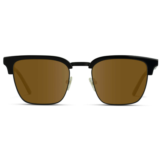 Black / Amber Lens || Black Horn Rimmed Prescription Sunglasses with Brown Lenses