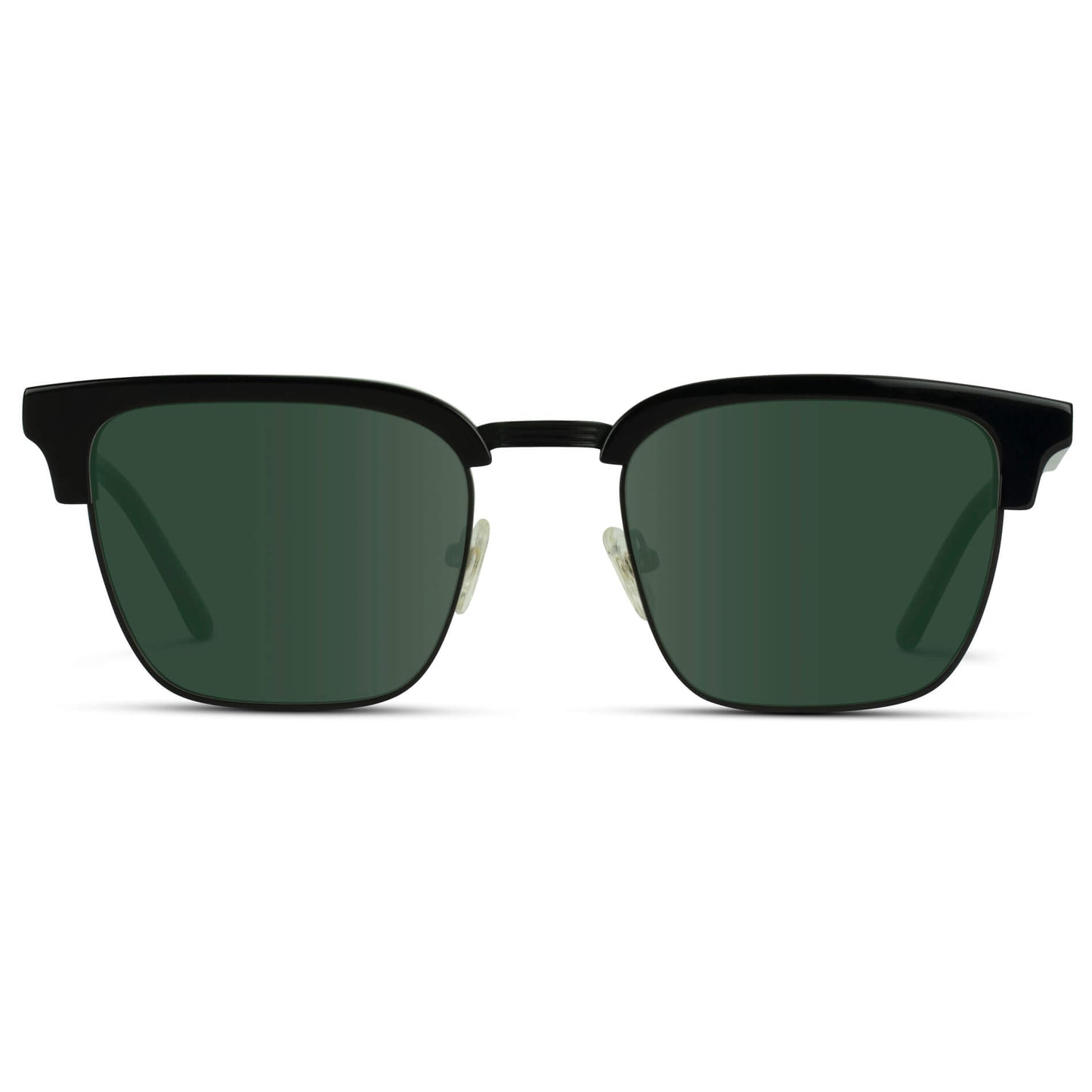 Black / G15 Lens || Black Horn Rimmed Prescription Sunglasses with Green Lenses