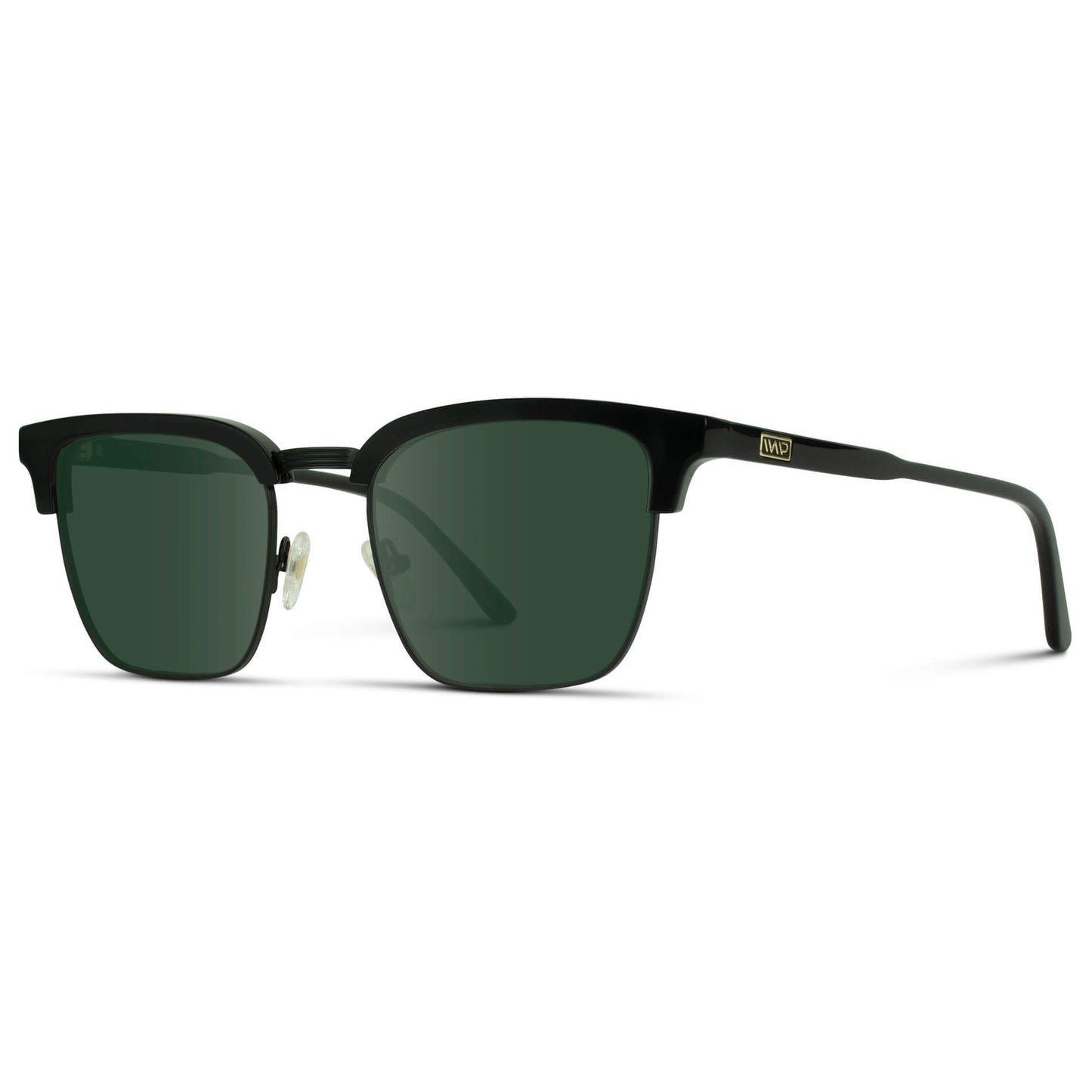 Black / G15 Lens || Black Horn Rimmed Prescription Sunglasses with Green Lenses