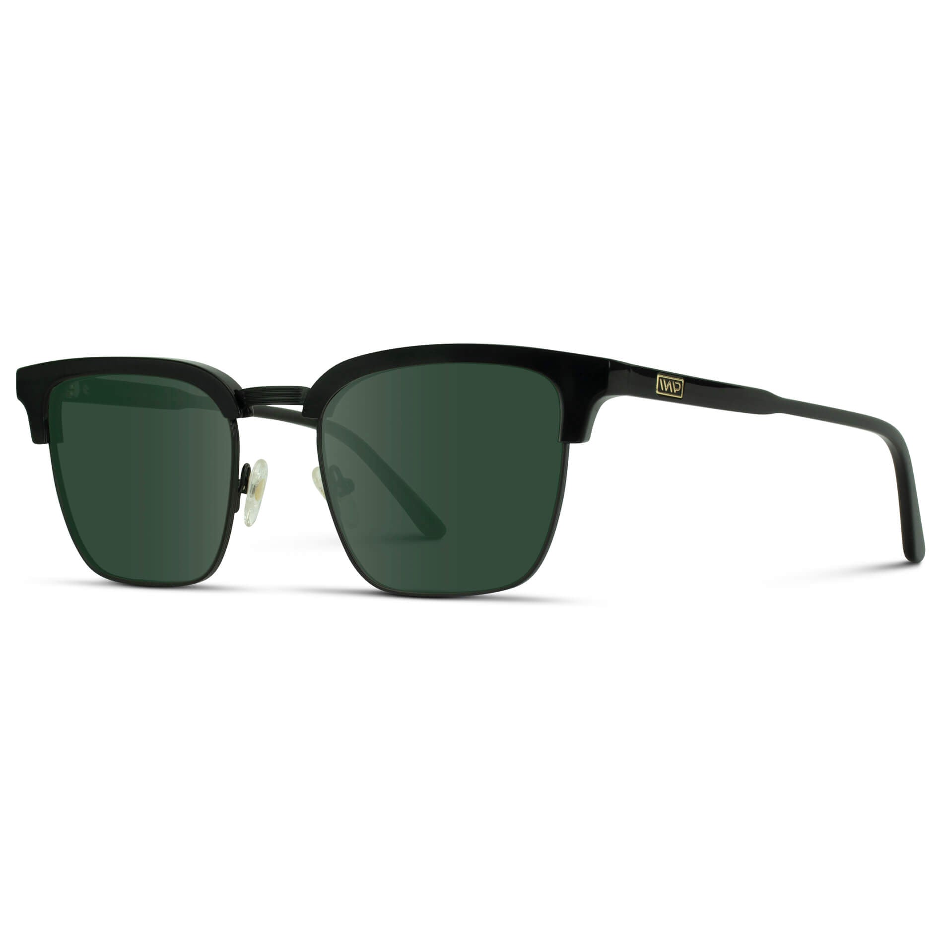 Black / G15 Lens || Black Horn Rimmed Prescription Sunglasses with Green Lenses