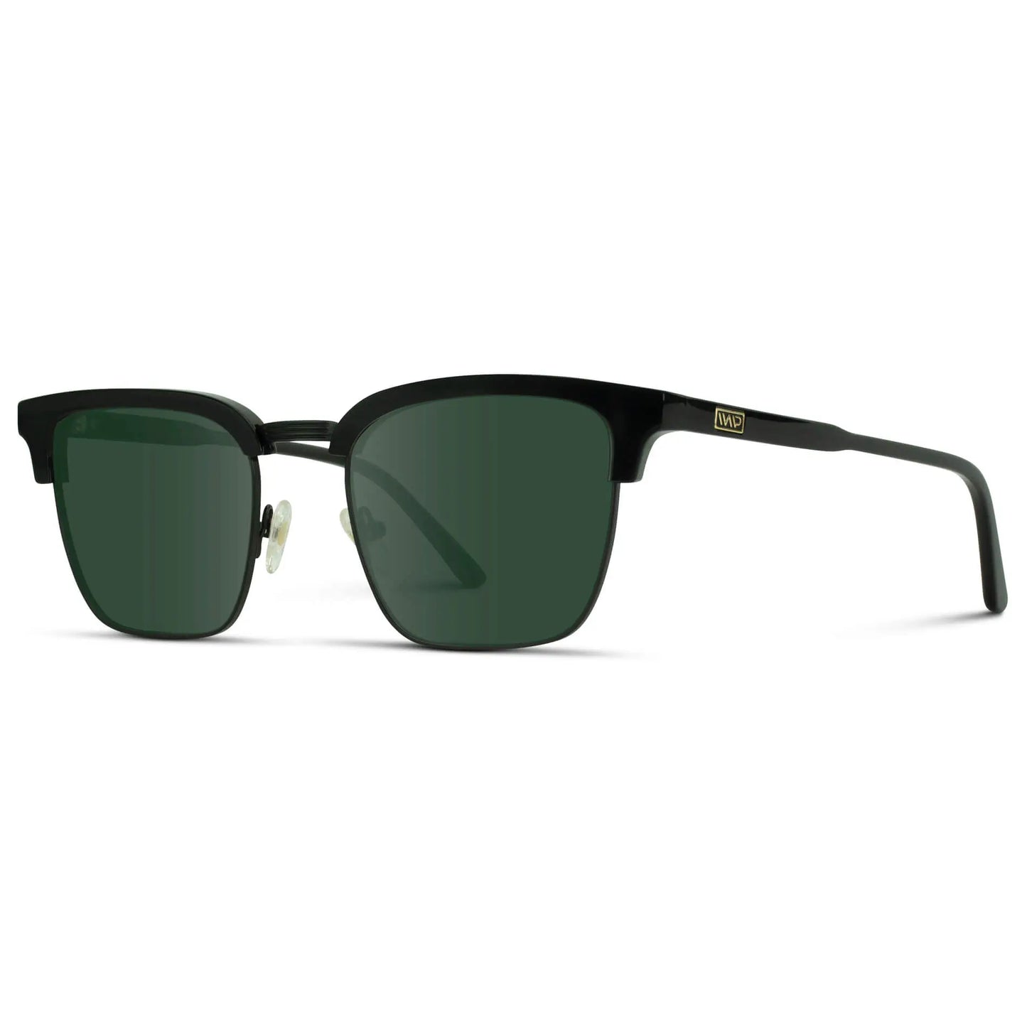 Black / G15 || Men's Black Horn Rimmed Prescription Sunglasses with Black Frame and Green Lenses