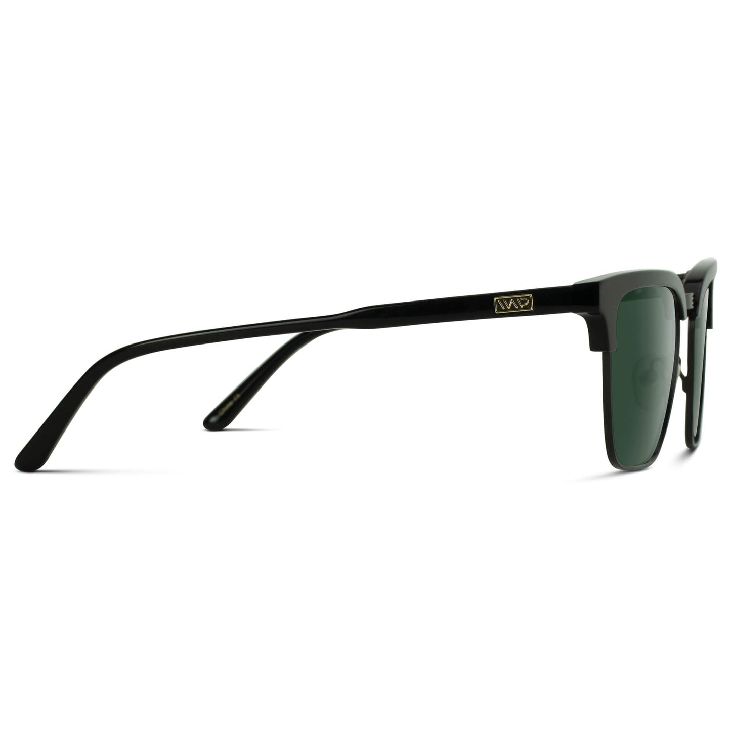 Black / G15 Lens || Black Horn Rimmed Prescription Sunglasses with Green Lenses